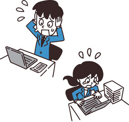 会社員が焦っているイラスト