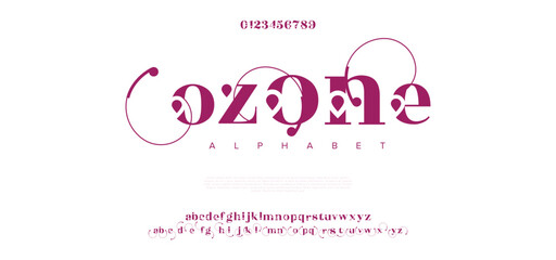 Modern bright colorful font, alphabet letters and numbers