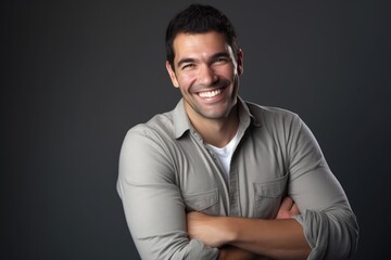 Obraz premium portrait of young smiling handsome guy in casual wear
