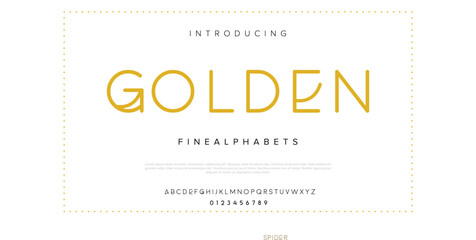 GOLDEN Typography technology electronic future creative font. Alphabet designs fonts set a to z. Decorative rounded fonts typeface.