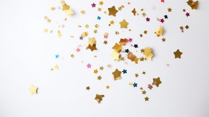 decorative golden balloon and star confetti for birthday celebrations