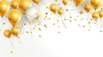 realistic and shiny golden balloons for birthday party celebration