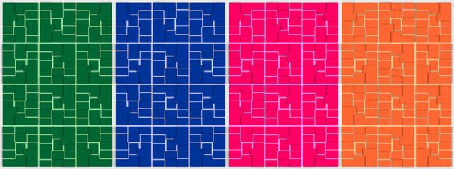 Colored (Green Blue, Pink, Orange) Mosaics Texture with Bright Veins Pattern. Background 3D art style can be used in cover design, poster, architecture, flyer, website