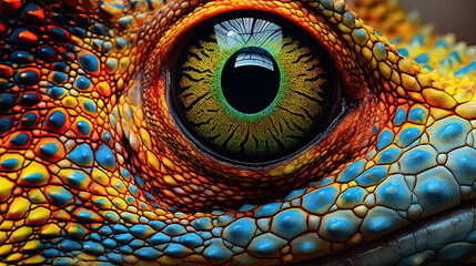 Kaleidoscopic view through a chameleon’s ever-shifting eyes Ai Generative