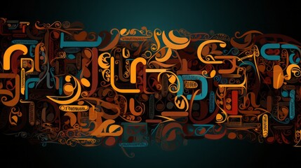 abstract word background flying unknown words and letters.