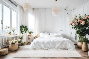 white modern living room bedroom