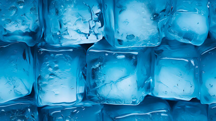 Square Ice Cubes in cool blue shades, close up. Looking chilling and refreshing. Seamless texture that repeats.