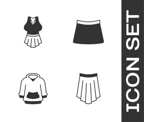 Set Skirt, Undershirt, Hoodie and icon. Vector