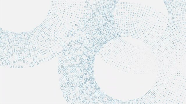 Minimal tech blue halftones dotted circles abstract background. Seamless looping geometric motion design. Video animation Ultra HD 4K 3840x2160