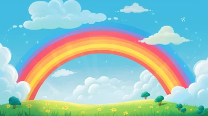 Photo sur Plexiglas Chambre denfants rainbow color children's cartoon landscape.