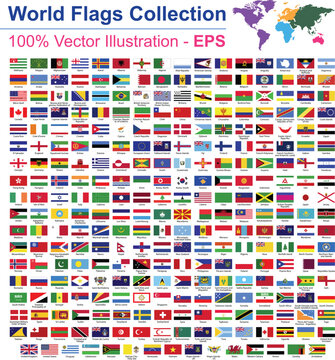 World flags collection, vector illustration