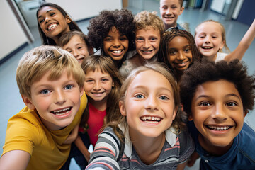 group of young students having fun taking selfie