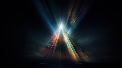 Rays of light refracting through a prism amidst darkness Ai Generative
