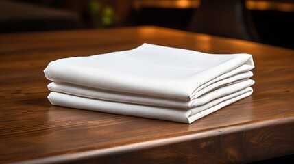 white clean neatly folded towels lie on the table.