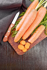Carrots fresh on board top