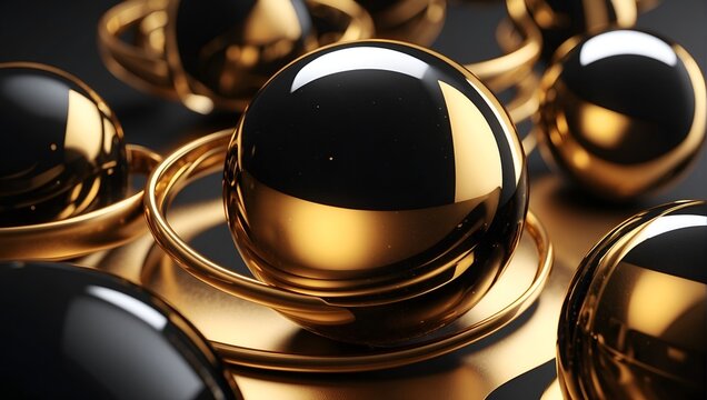 Abstract Sphere black and gold background beautiful close up image wallpaper