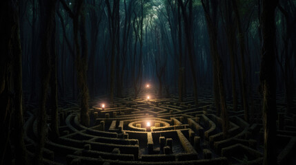 A labyrinth in the woods.