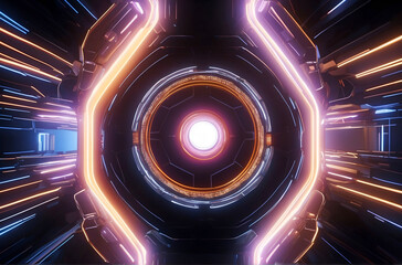 illustration of futuristic high-speed light in cyberspace. Information technology network of data center. Abstarct background light