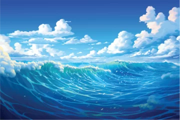 Zelfklevend Fotobehang Hand drawn painting of sea and sky © Arash