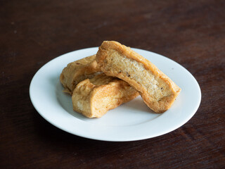 dish of golden fried tofu