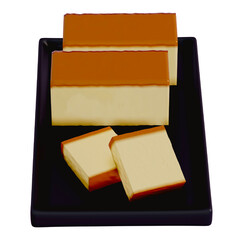 Japanese dessert Castella , Sponge cake , 3d rendering on a transparent background
