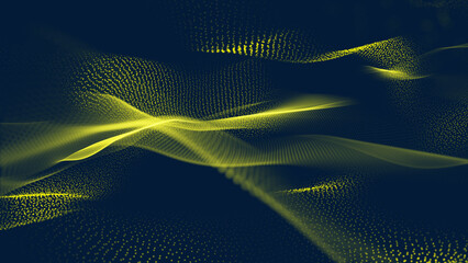 Abstract digital wave of particles Plexus background with shiny light dust and glitter line dots.