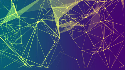 Abstract wave background with dots and lines moving in space. Technology illustrationGlowing plexus.