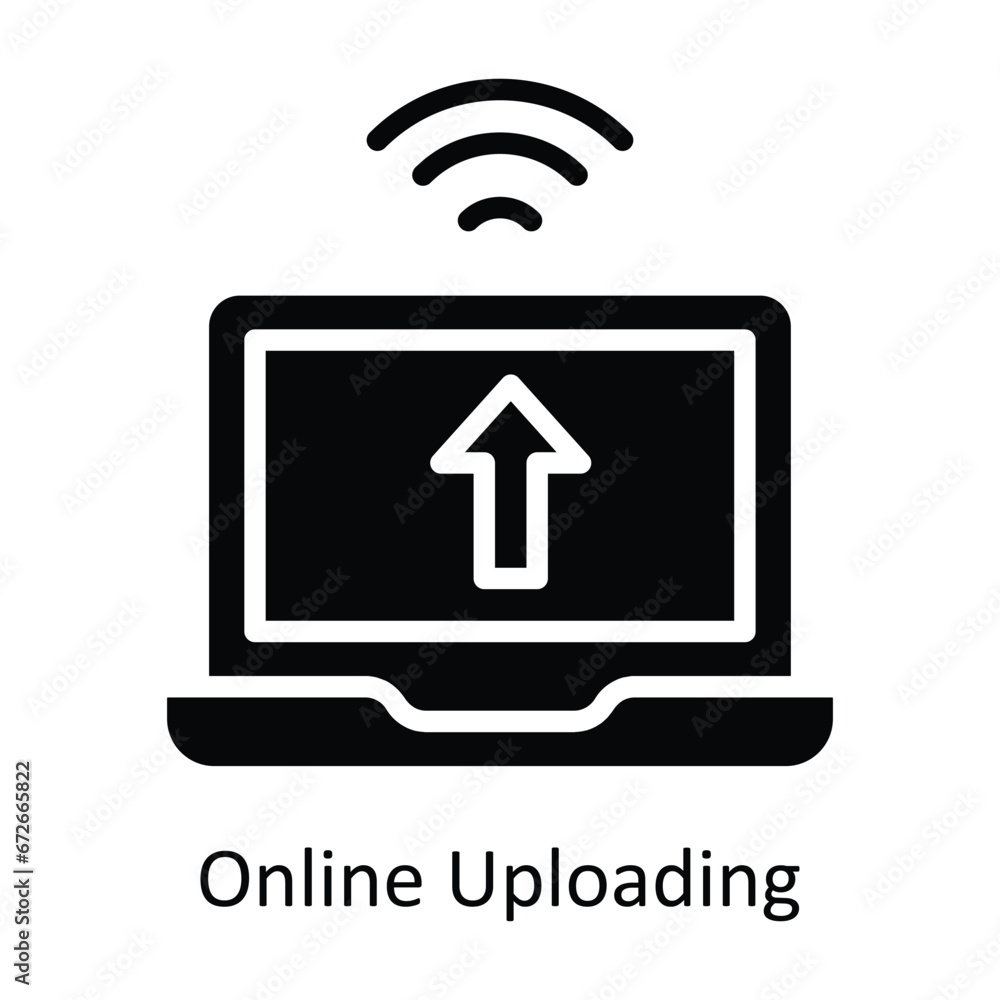 Aufkleber online uploading vector solid design illustration. symbol on white background eps 10 file