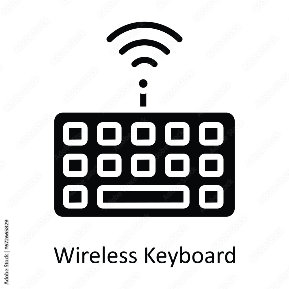 Poster wireless keyboard vector solid design illustration. symbol on white background eps 10 file