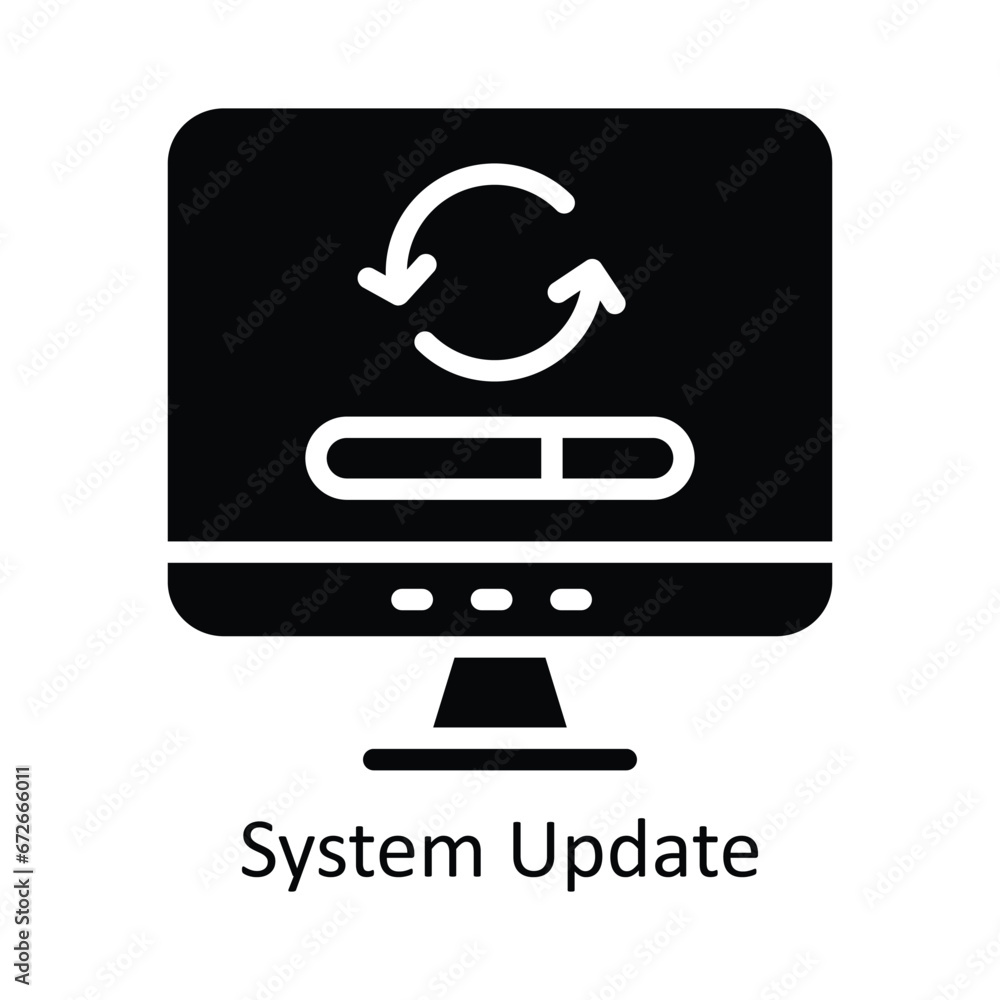 Poster system update vector solid design illustration. symbol on white background eps 10 file