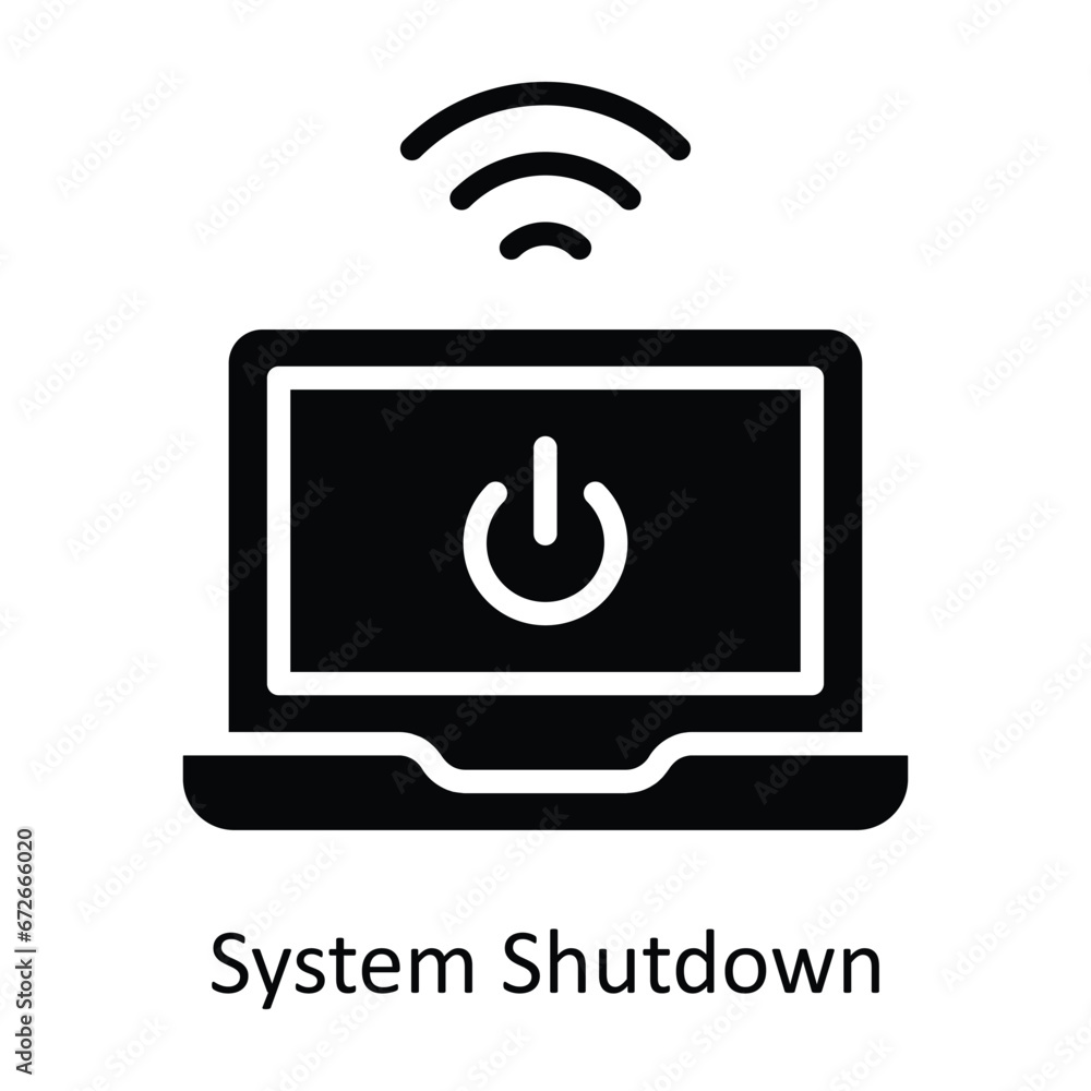 Poster system shutdown vector solid design illustration. symbol on white background eps 10 file