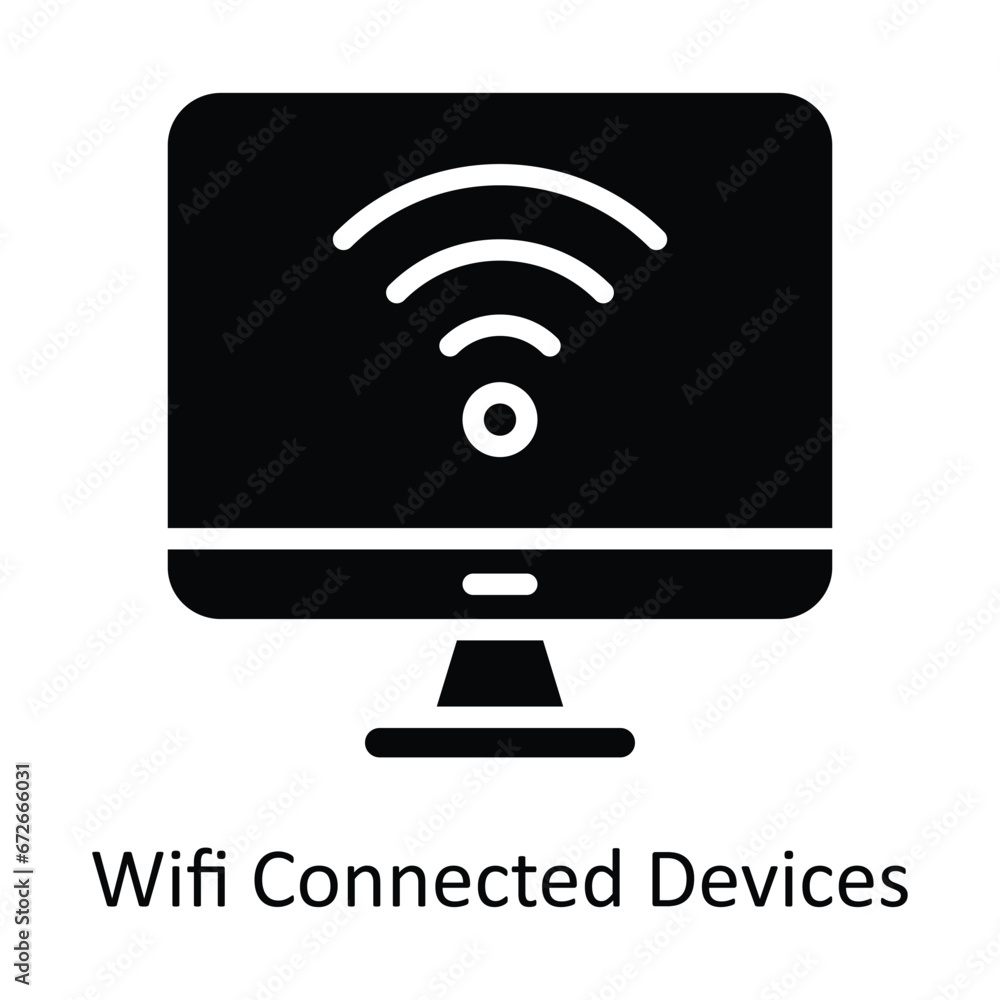 Poster wifi connected devices vector solid design illustration. symbol on white background eps 10 file