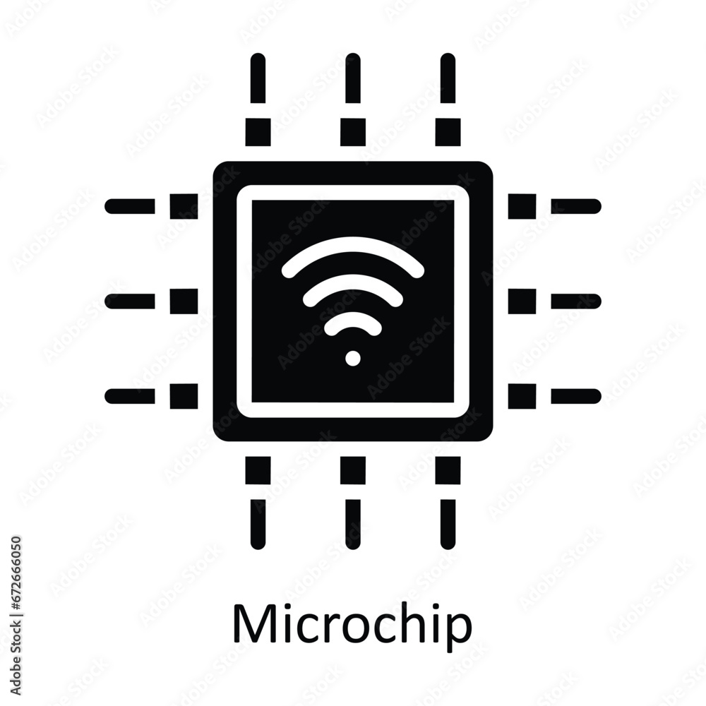 Poster microchip vector solid design illustration. symbol on white background eps 10 file