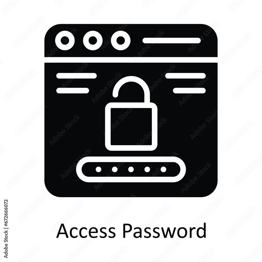 Poster access password vector solid design illustration. symbol on white background eps 10 file