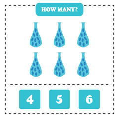 How many vase are there? Educational worksheet design for children. Counting game for kids.	