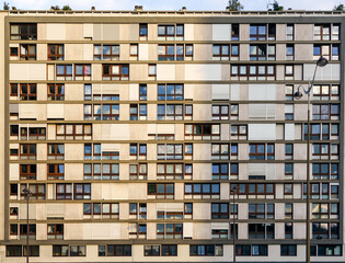 Facade of residential building in Paris, France.