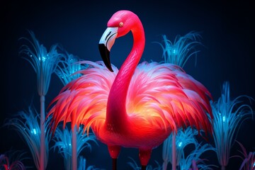 vibrant flamingo light. Generative AI