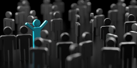 Obraz premium Leader concept. Standing Out from the Crowd. Unique person