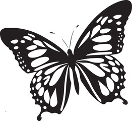 black butterfly silhouette icon, isolated on white background