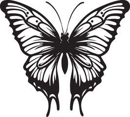 black butterfly silhouette icon, isolated on white background