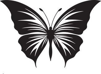 black butterfly silhouette icon, isolated on white background