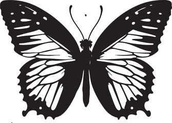 black butterfly silhouette icon, isolated on white background