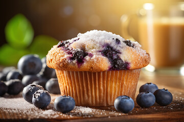 Fresh Blueberry Muffin and Coffee