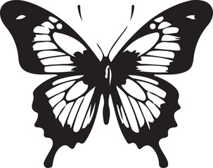 black butterfly silhouette icon, isolated on white background