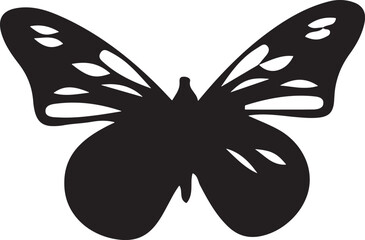 black butterfly silhouette icon, isolated on white background