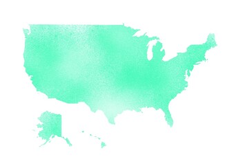 sea green map of the us on white background - united states cartography