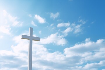 sky funeral background with holy cross, copy space for text