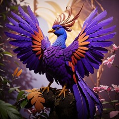 the majestic purple ibong adarna bird with long tail