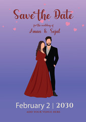 Indian Wedding Invitation Card Template, Save the Date, E-invite