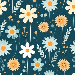 Fototapeta na wymiar Cute Seamless Flower Pattern Design